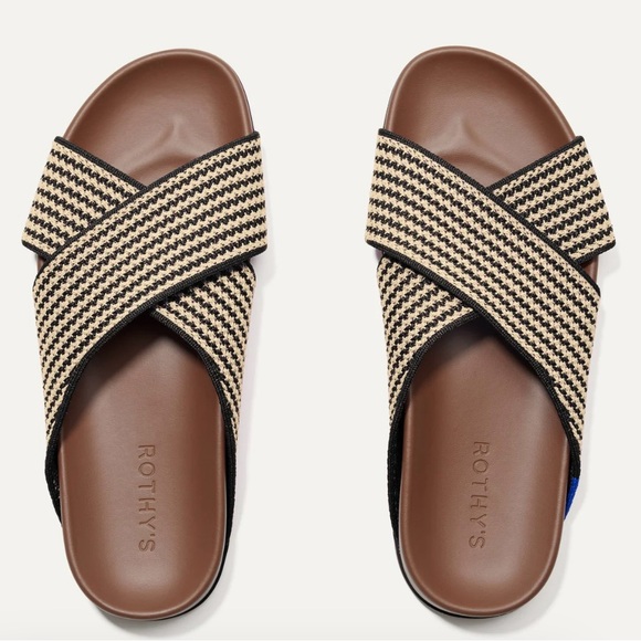 Rothy's Black and Tan Crisscross Sandals - Picture 1 of 4